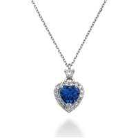 Halskette X-Diamond Dame cuori in Weißgold Zaffiro sintetico 1.00 Ct LXDPCT003CUZF2O4 - LXDPCT003CUZF2O4